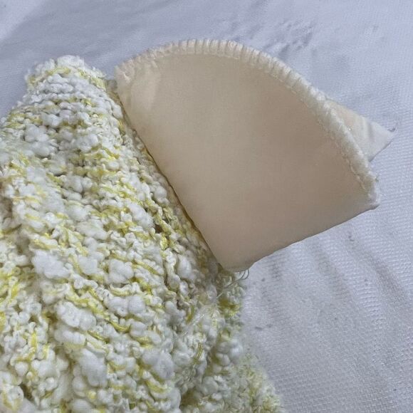 90’s Yellow Marled Knit‎ Collared Floral Appliqué Details Women’s Short Skeeve - Picture 5 of 5